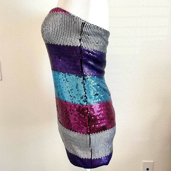 As U Wish Multicolor Strapless Sequence HOCO Night out Dress - Picture 8 of 12